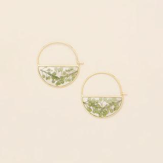 Scout Pressed Flower Hoop Earring - Green Peppergrass/Gold