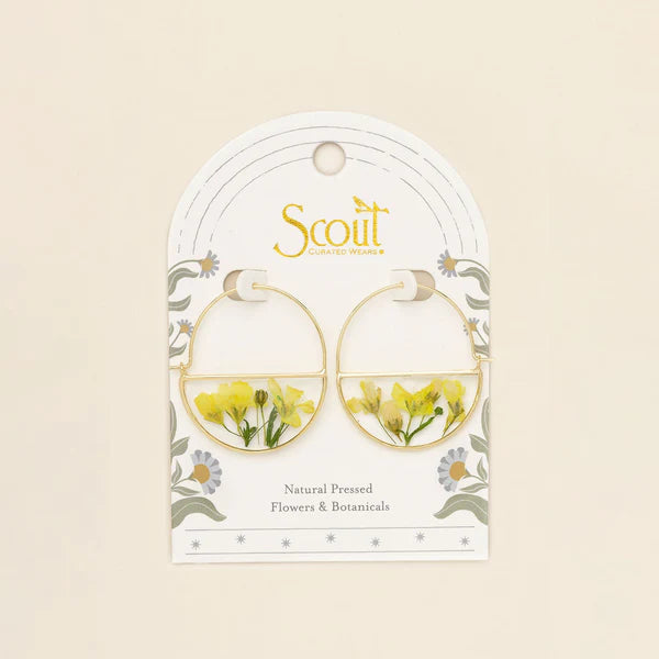 Scout Pressed Flower Hoop Earring - Yellow Baby&