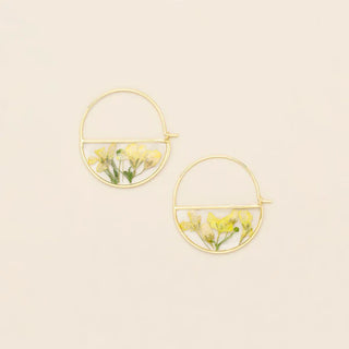 Scout Pressed Flower Hoop Earring - Yellow Baby's Breath/Gold