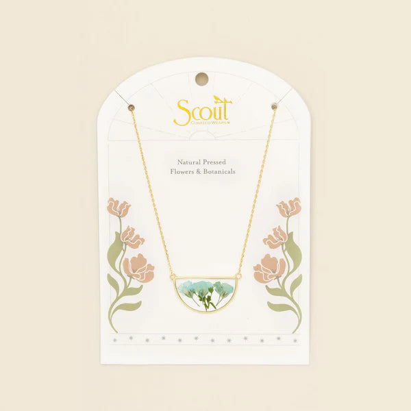 Scout Pressed Flower Necklace - Blue Baby&