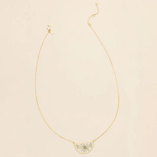 Scout Pressed Flower Necklace - White Lace Flower/Gold