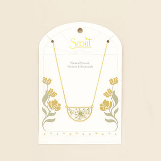 Scout Pressed Flower Necklace - White Lace Flower/Gold