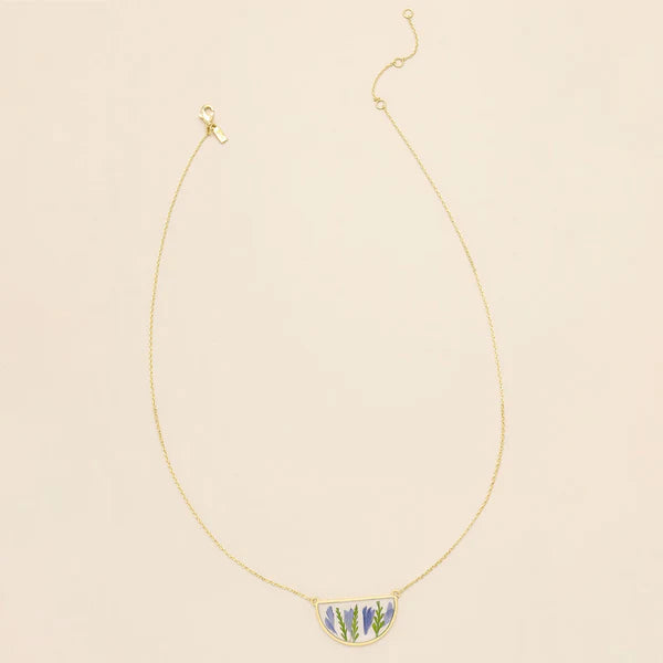Scout Pressed Flower Necklace - Purple Cornflower/Gold
