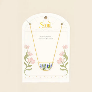 Scout Pressed Flower Necklace - Purple Cornflower/Gold