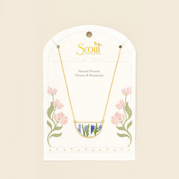 Scout Pressed Flower Necklace - Purple Cornflower/Gold