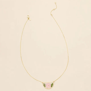 Scout Pressed Flower Necklace - Pink Cherry Blossom/Gold