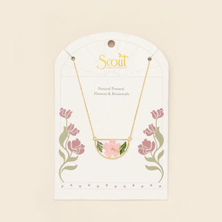 Scout Pressed Flower Necklace - Pink Cherry Blossom/Gold