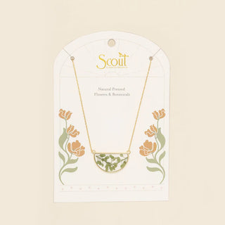 Scout Pressed Flower Necklace - Green Peppergrass/Gold