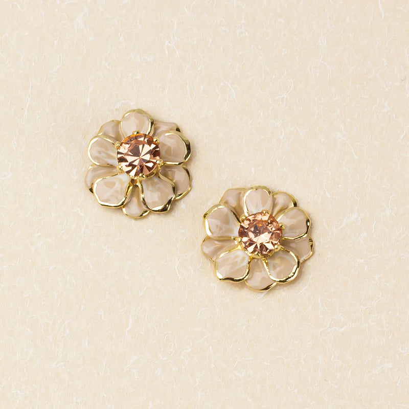 Scout - Sparkle & Shine Sm Enamel Flower Earring - Ivory/Gold