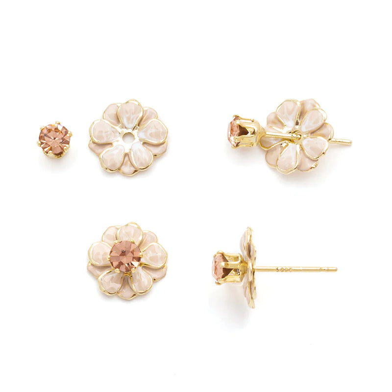 Scout - Sparkle & Shine Sm Enamel Flower Earring - Ivory/Gold