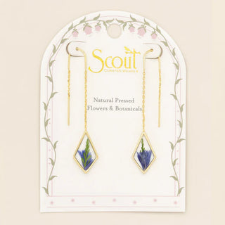 Scout Pressed Flower Thread Earring - Purple Cornflower/Gold