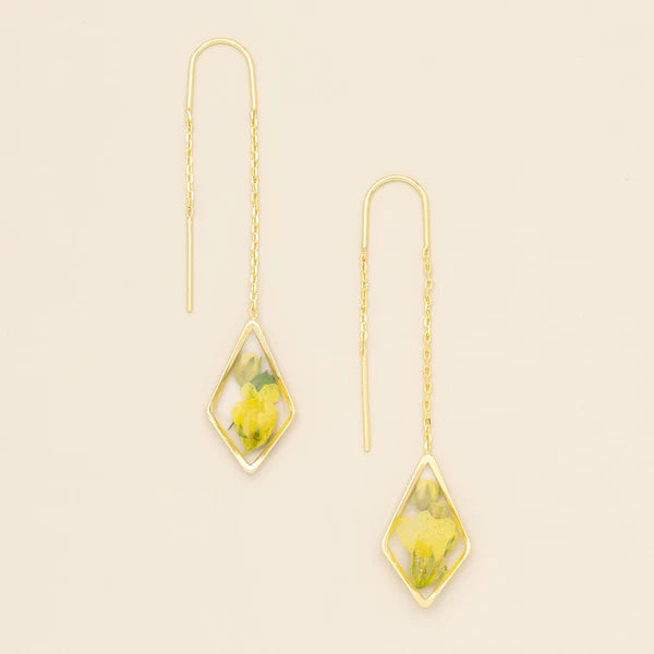 Scout Pressed Flower Thread Earring - Yellow Baby&