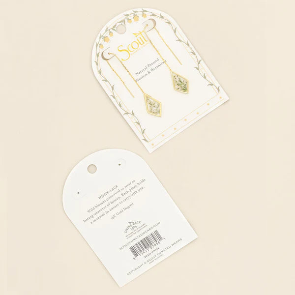 Scout Pressed Flower Thread Earring - White Lace Flower/Gold