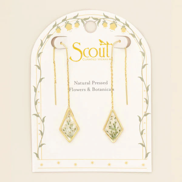 Scout Pressed Flower Thread Earring - White Lace Flower/Gold