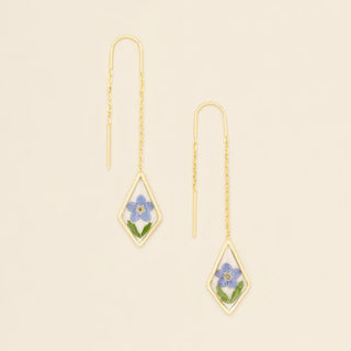 Scout Pressed Flower Thread Earring - Blue Forget Me Not/Gold