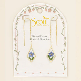 Scout Pressed Flower Thread Earring - Blue Forget Me Not/Gold