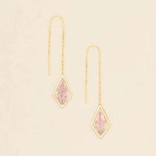 Scout Pressed Flower Thread Earring - Pink Lace Flower/Gold