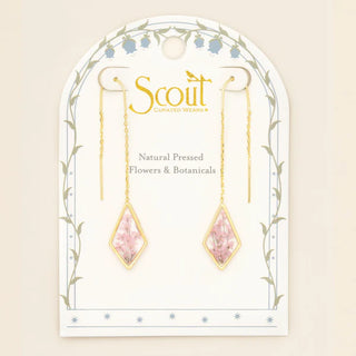 Scout Pressed Flower Thread Earring - Pink Lace Flower/Gold