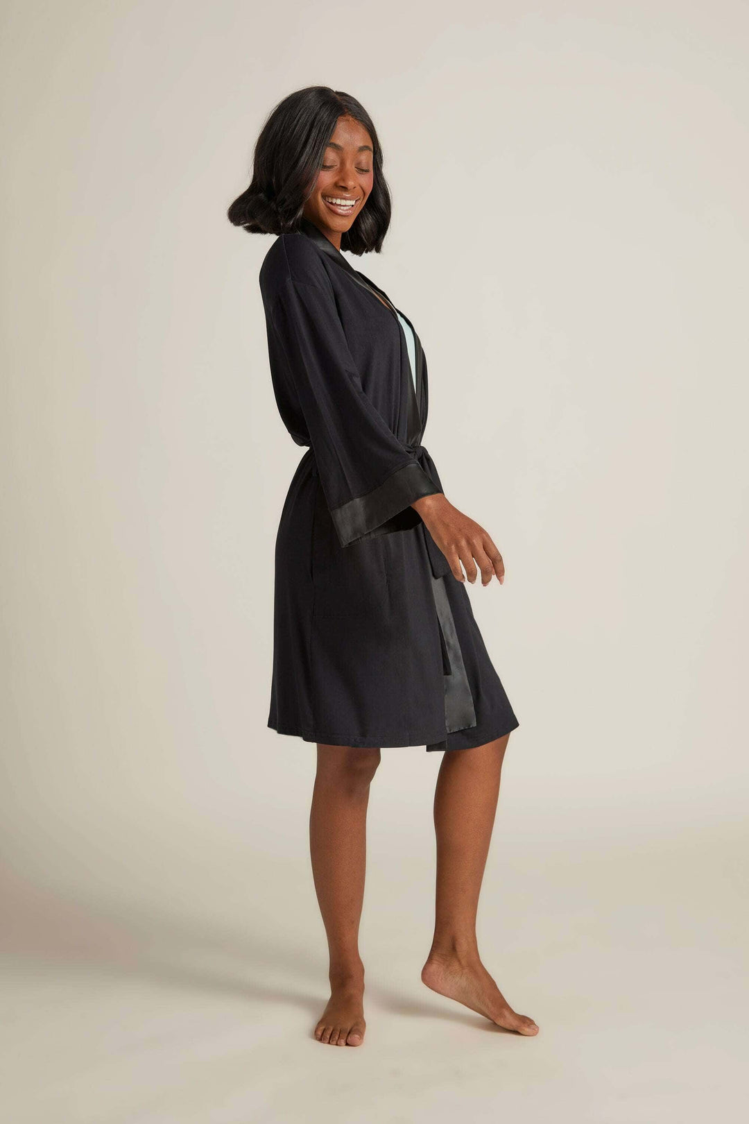 Faceplant Dreams Kimono Robe - Black