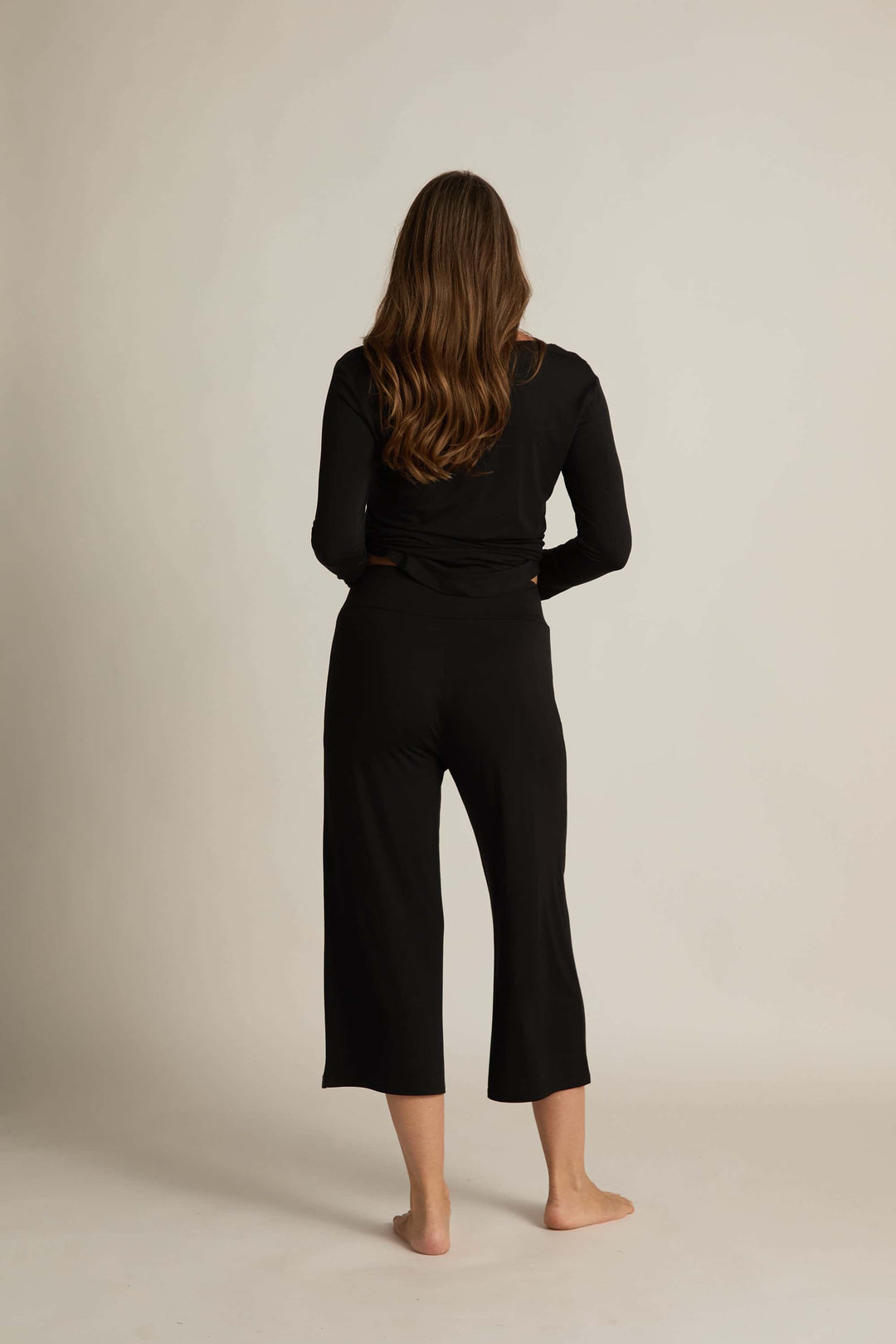 Faceplant Dreams Bamboo Wide-Leg Capri Pant - Black