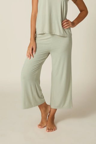 Faceplant Dreams Bamboo Wide-Leg Capri Pant - Sage