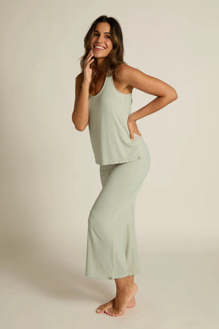 Faceplant Dreams Bamboo Wide-Leg Capri Pant - Sage