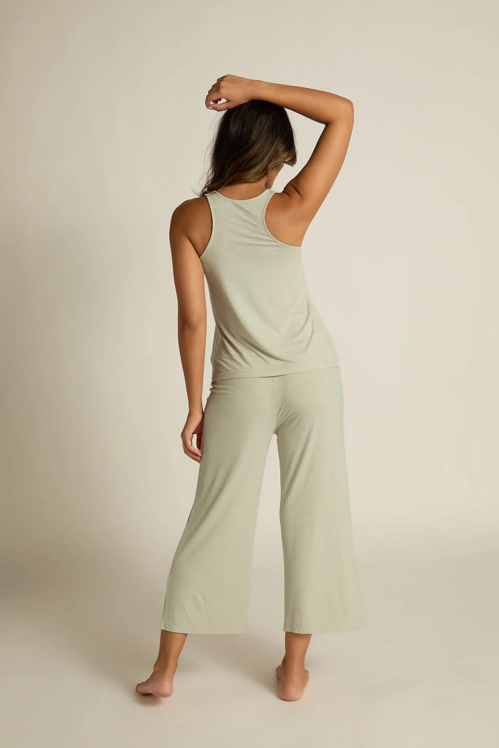 Faceplant Dreams Bamboo Wide-Leg Capri Pant - Sage