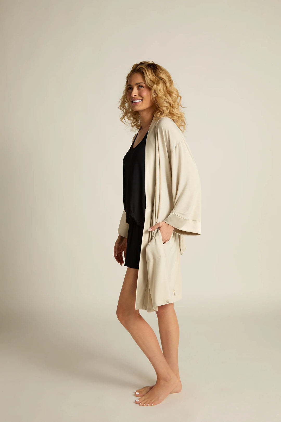 Faceplant Dreams Kimono Robe - Oatmeal