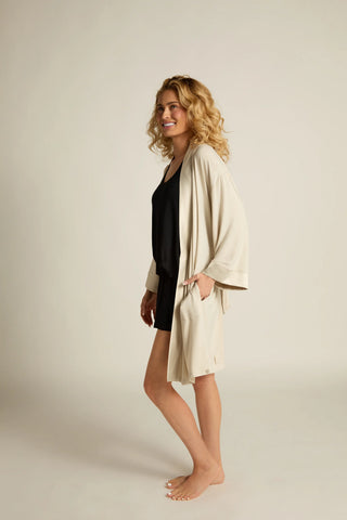 Faceplant Dreams Kimono Robe - Oatmeal