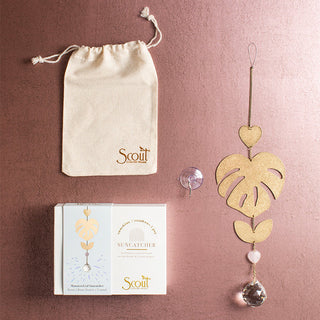 Scout - Suncatcher - Monstera Leaf/Rose Quartz