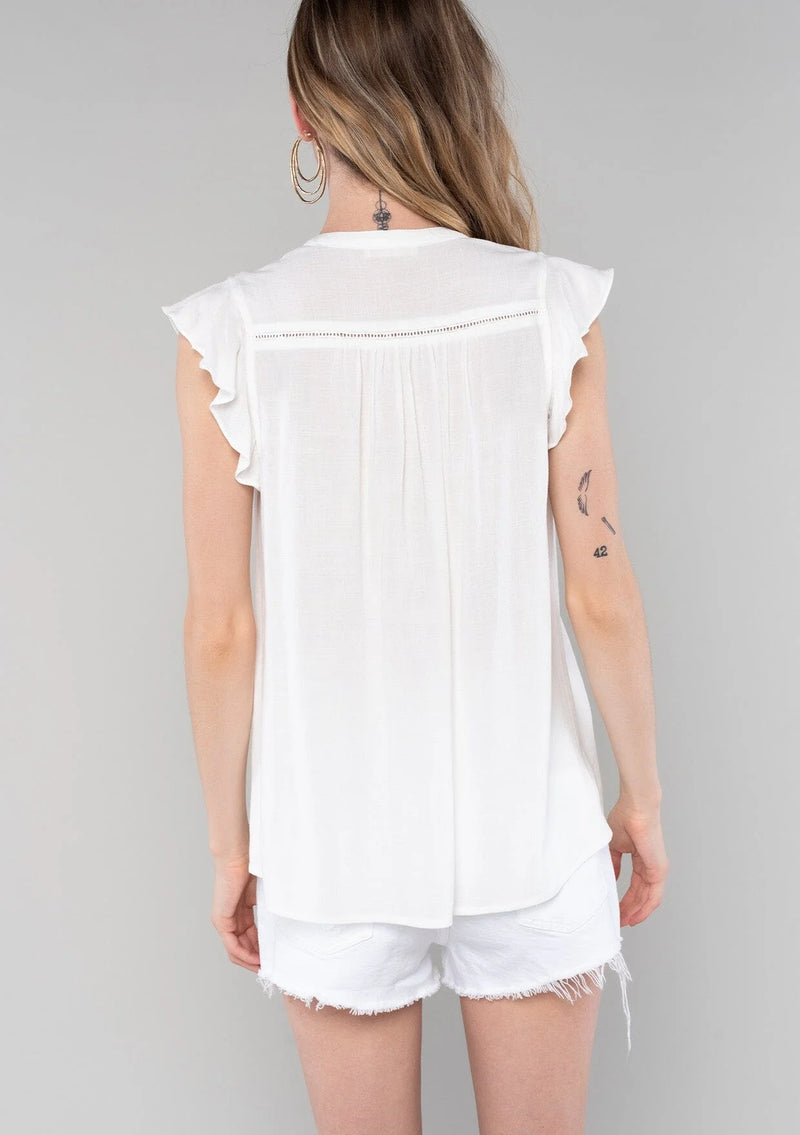 FINAL SALE Canyons Flutter Sleeve Top - Vanilla