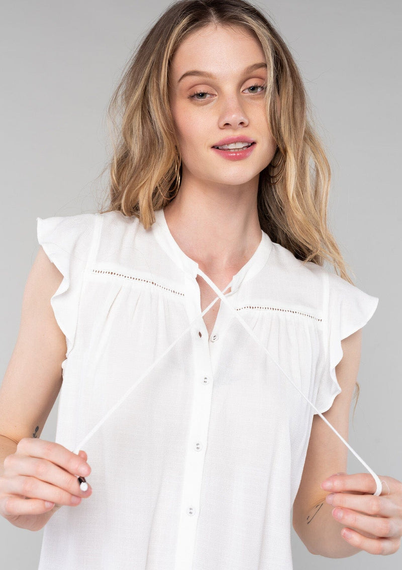 FINAL SALE Canyons Flutter Sleeve Top - Vanilla