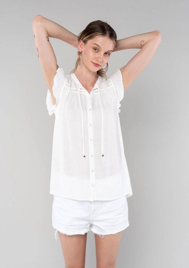 FINAL SALE Canyons Flutter Sleeve Top - Vanilla