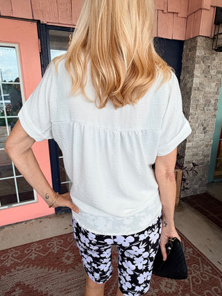 Tribal Airflow Relaxed Dolman Button-Down Shirt Ocean Pearl