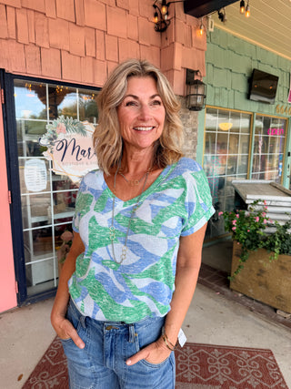 Tribal Cap Sleeve Wear Two Ways Top Water