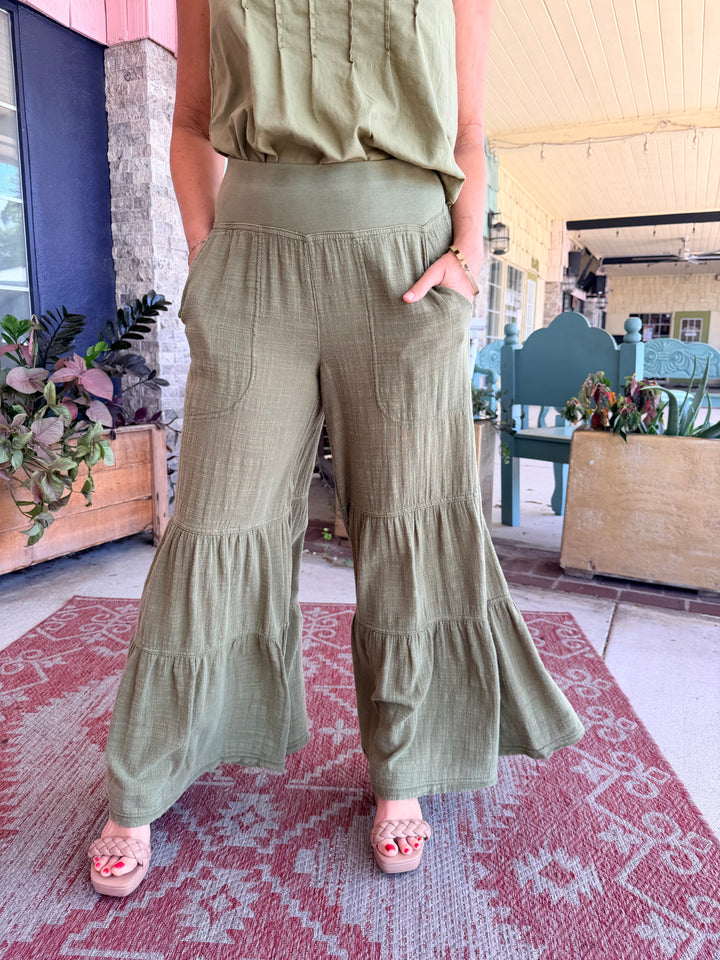 XCVI Wearables Lando Gauze Tiered-Bottom Pant  in Garnish Pigment
