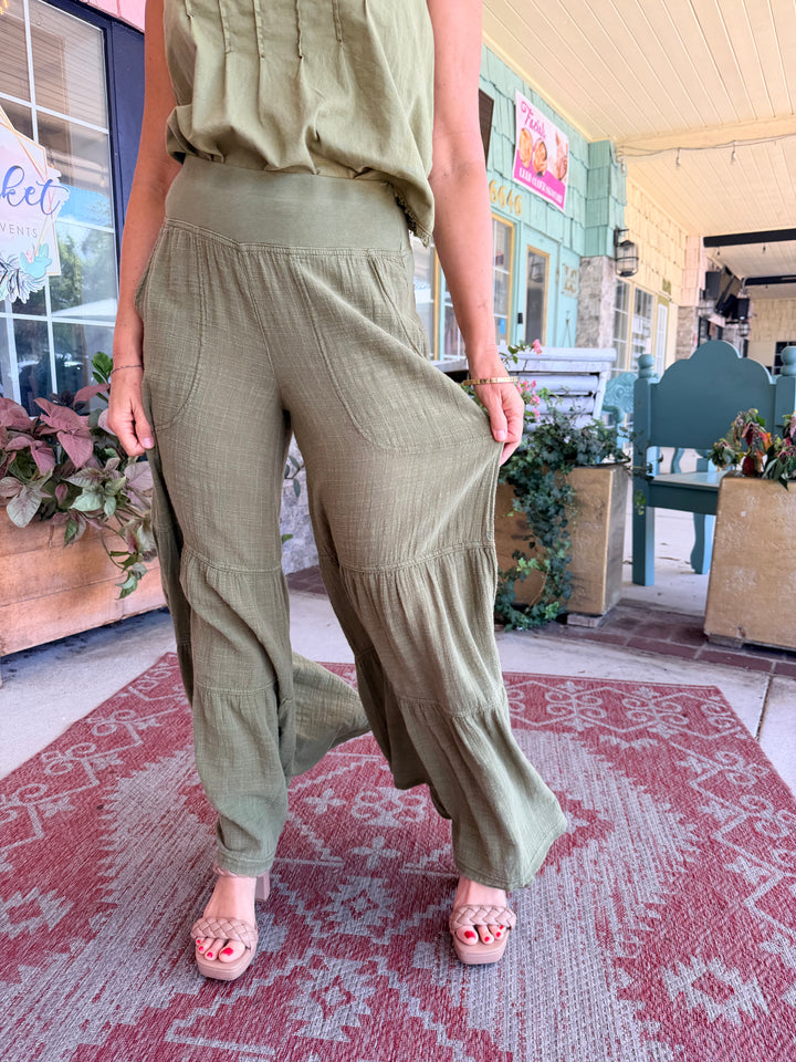 XCVI Wearables Lando Gauze Tiered-Bottom Pant  in Garnish Pigment