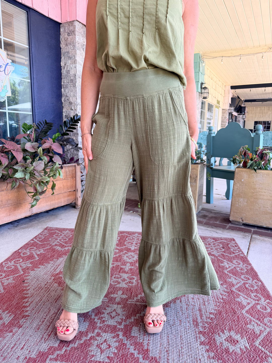 XCVI Wearables Lando Gauze Tiered-Bottom Pant  in Garnish Pigment