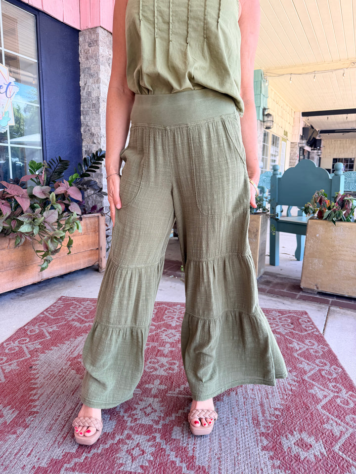 XCVI Wearables Lando Gauze Tiered-Bottom Pant  in Garnish Pigment