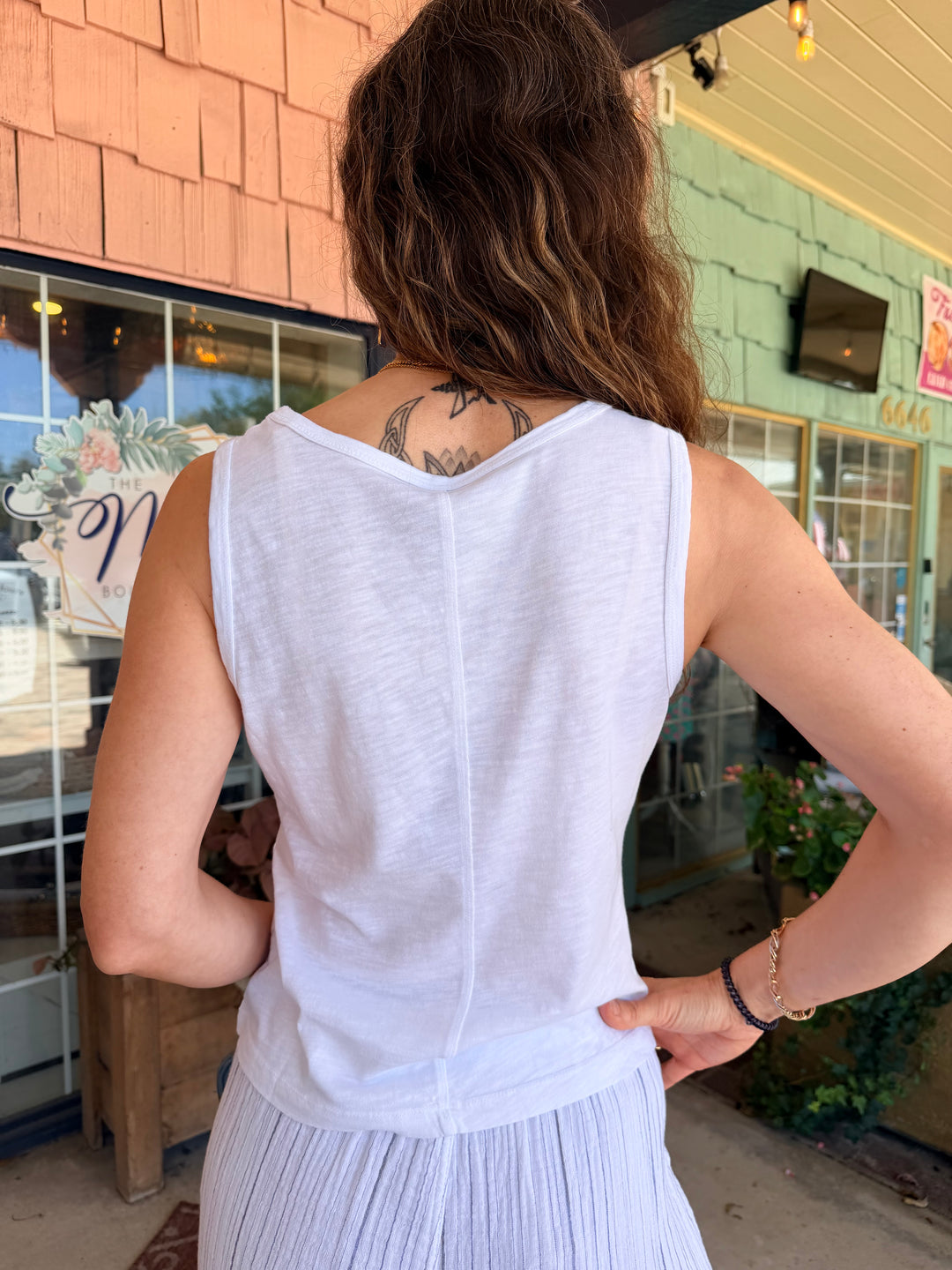 XCVI Etano Jersey Scoop Neck Tank White