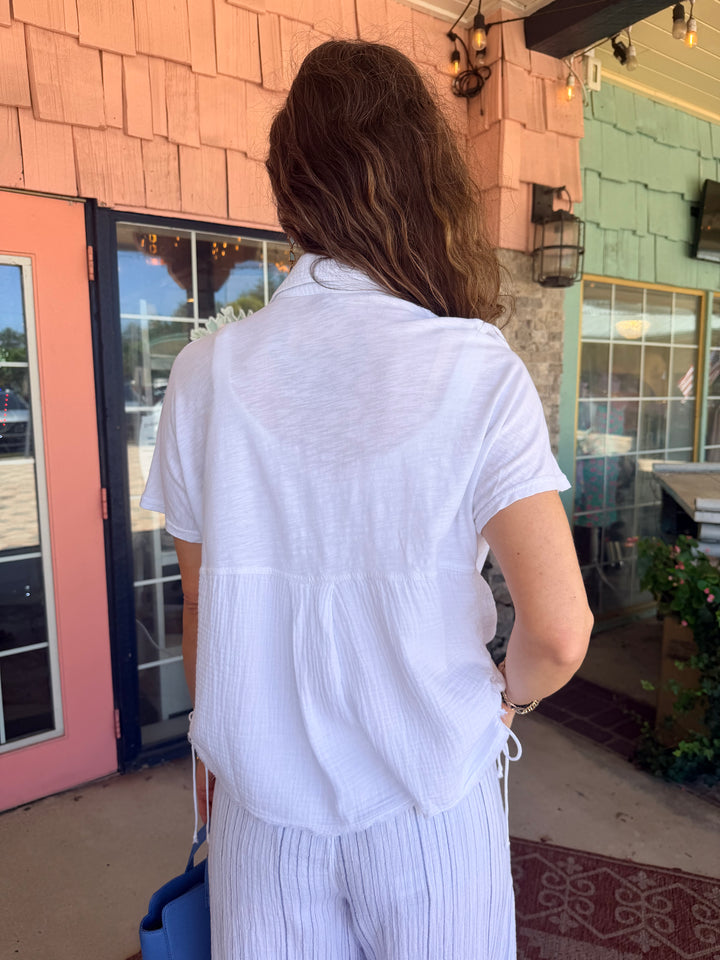 XCVI Creston Gauze Top White