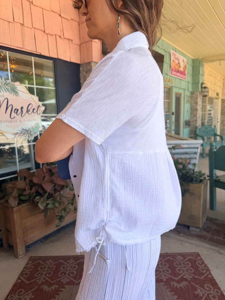 XCVI Creston Gauze Top White