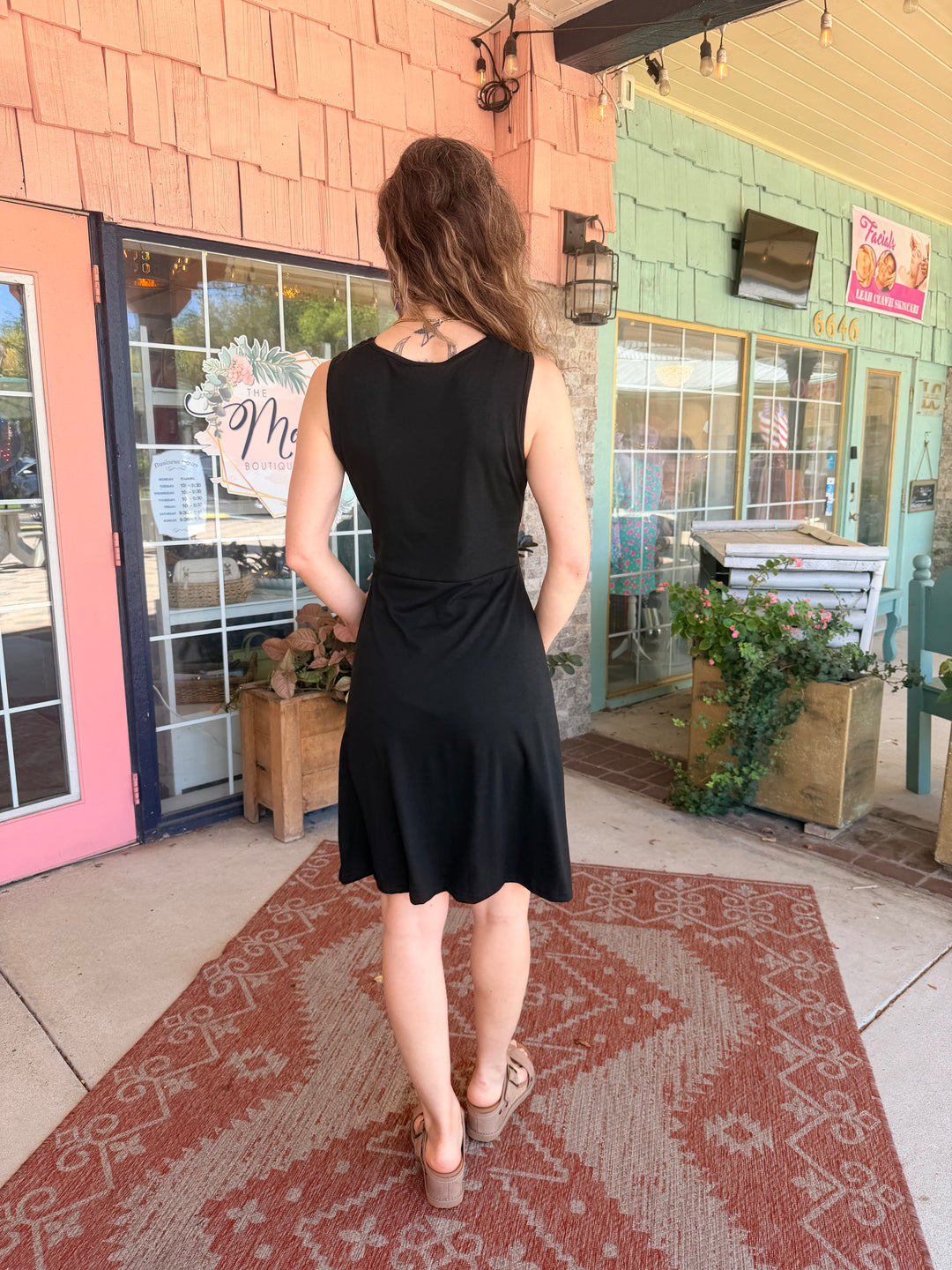 Sleeveless Twist Front V-Neck Knit Dress