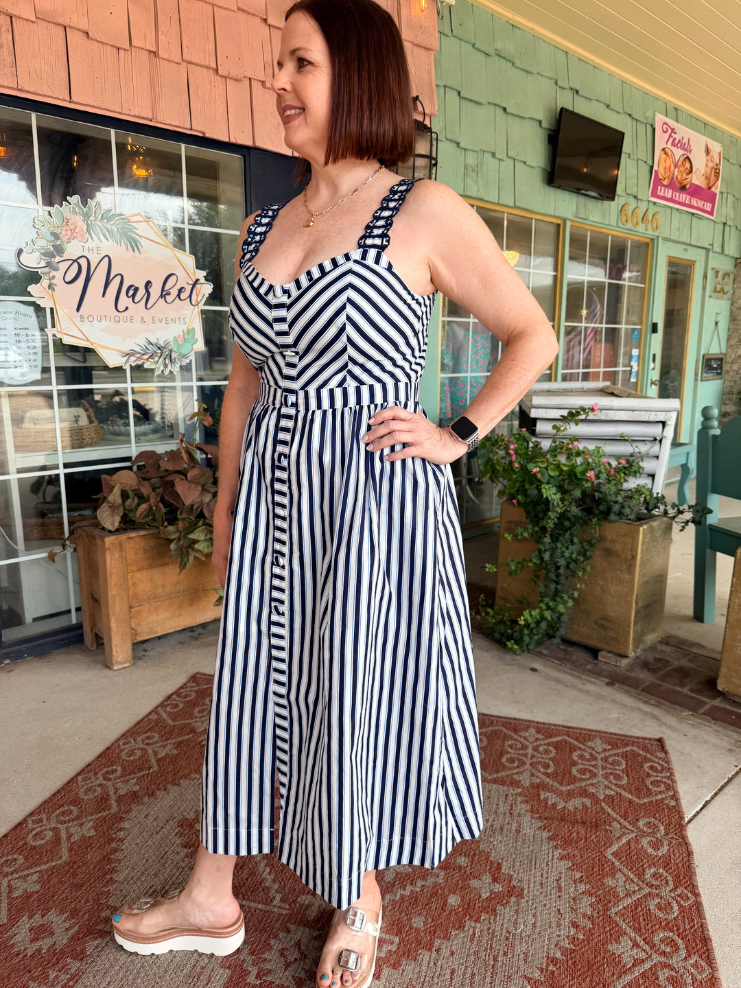 Harbor Stripe Midi Dress