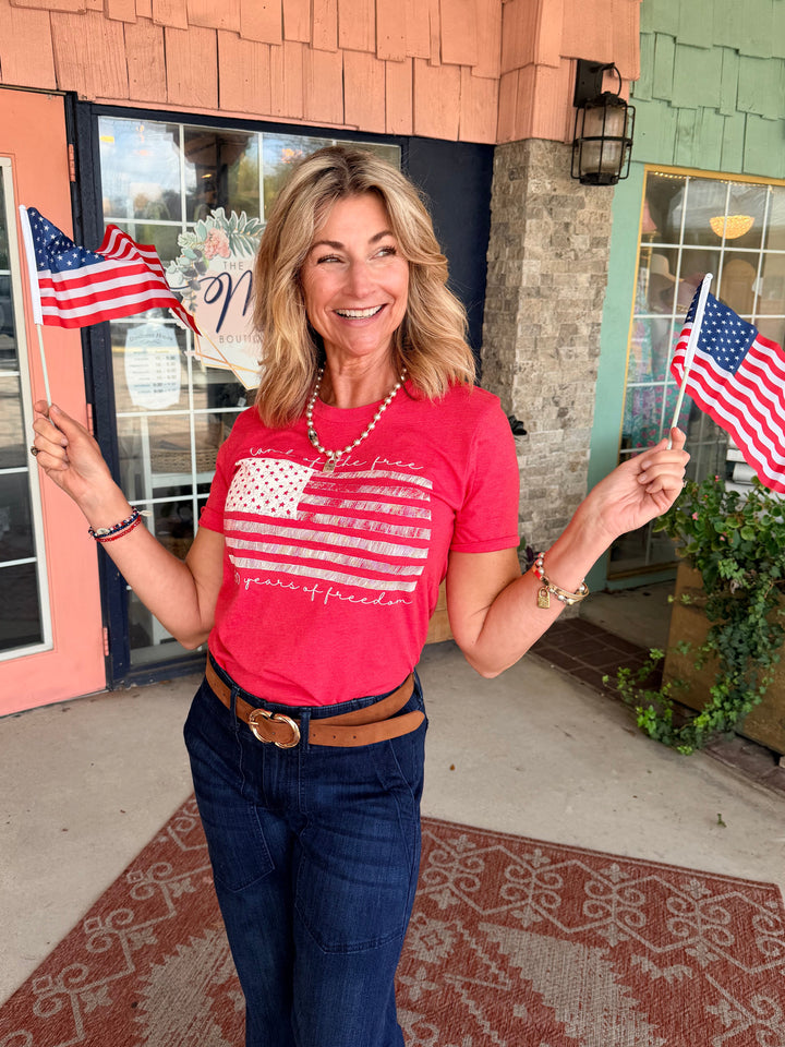 Land of the Free 250th  Graphic T-shirt Heather Red