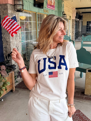 USA EST.1776 Graphic T-shirt Vintage White