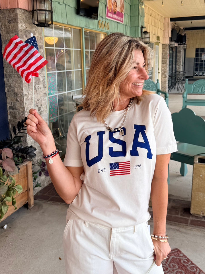 USA EST.1776 Graphic T-shirt Vintage White