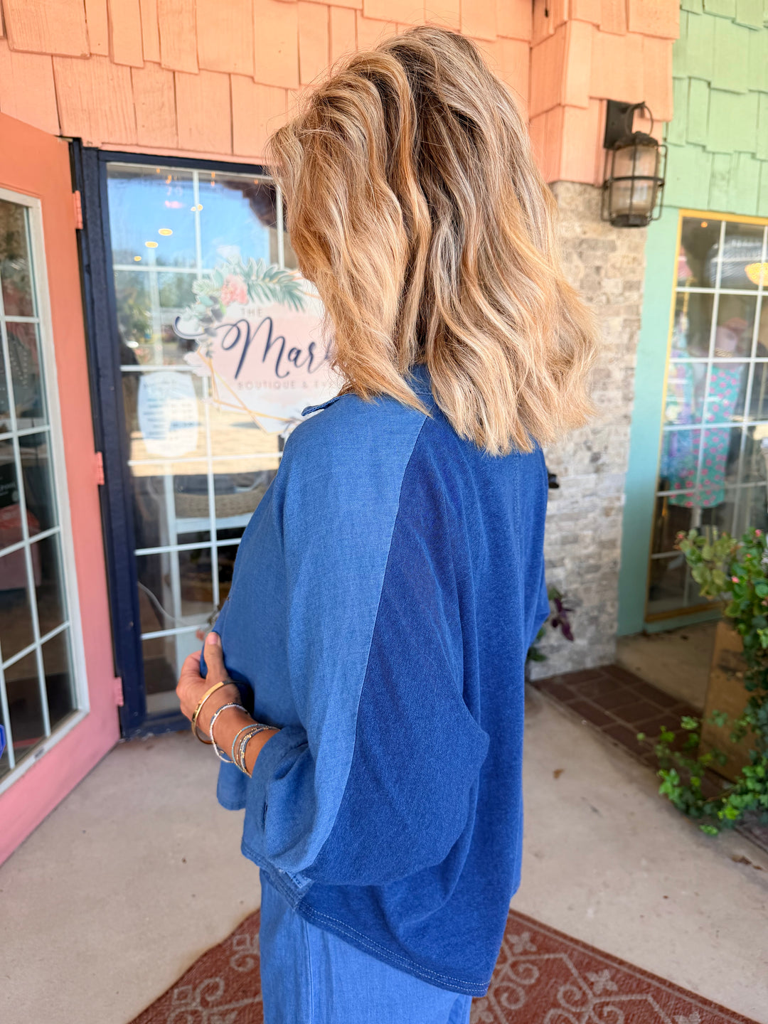 XCVI Abena Indigo Twill Snap-Up Top Etiolate Wash