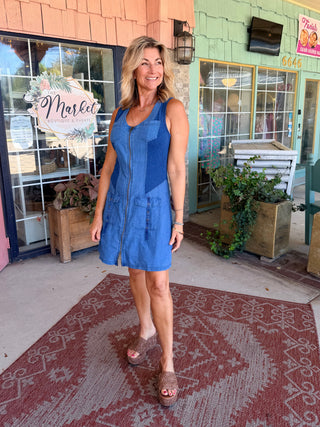 XCVI Donata Indigo Twill Zip-Up Dress Etiolate Wash