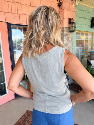 XCVI Printed Etano Jersey Tank Masterpiece Pigment